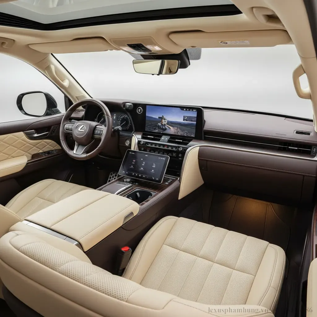 Khoang lái sang trọng và tiện nghi của Lexus LX600 2026