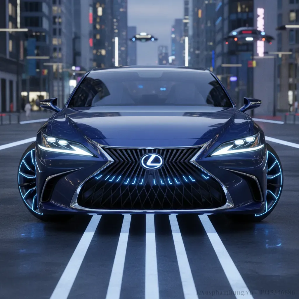 Hình ảnh concept dự kiến của Lexus ES 2026 với thiết kế lưới tản nhiệt Spindle Grille đặc trưng