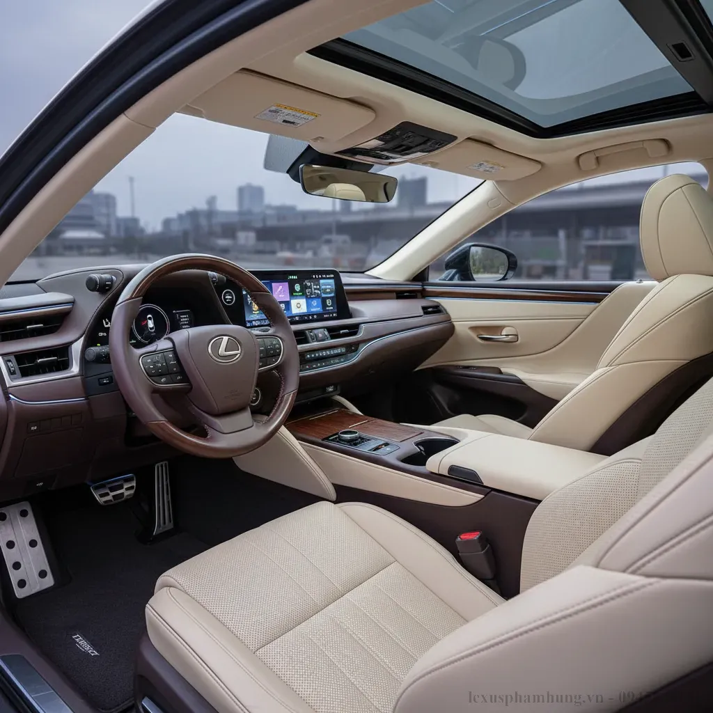 Khoang nội thất sang trọng với nhiều c&ocirc;ng nghệ hiện đại tr&ecirc;n Lexus ES 2026