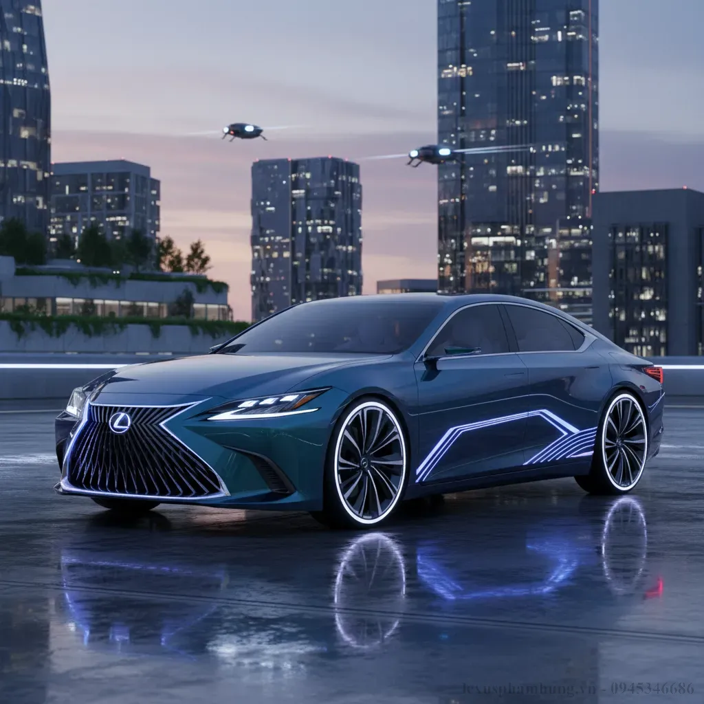 Hình ảnh phác thảo thiết kế ngoại thất Lexus ES 2026 với những đường nét hiện đại và sang trọng