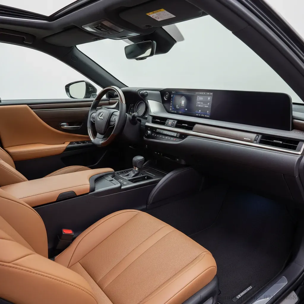 Nội thất Lexus ES 250 2026 với màn hình giải trí trung tâm và ghế da sang trọng