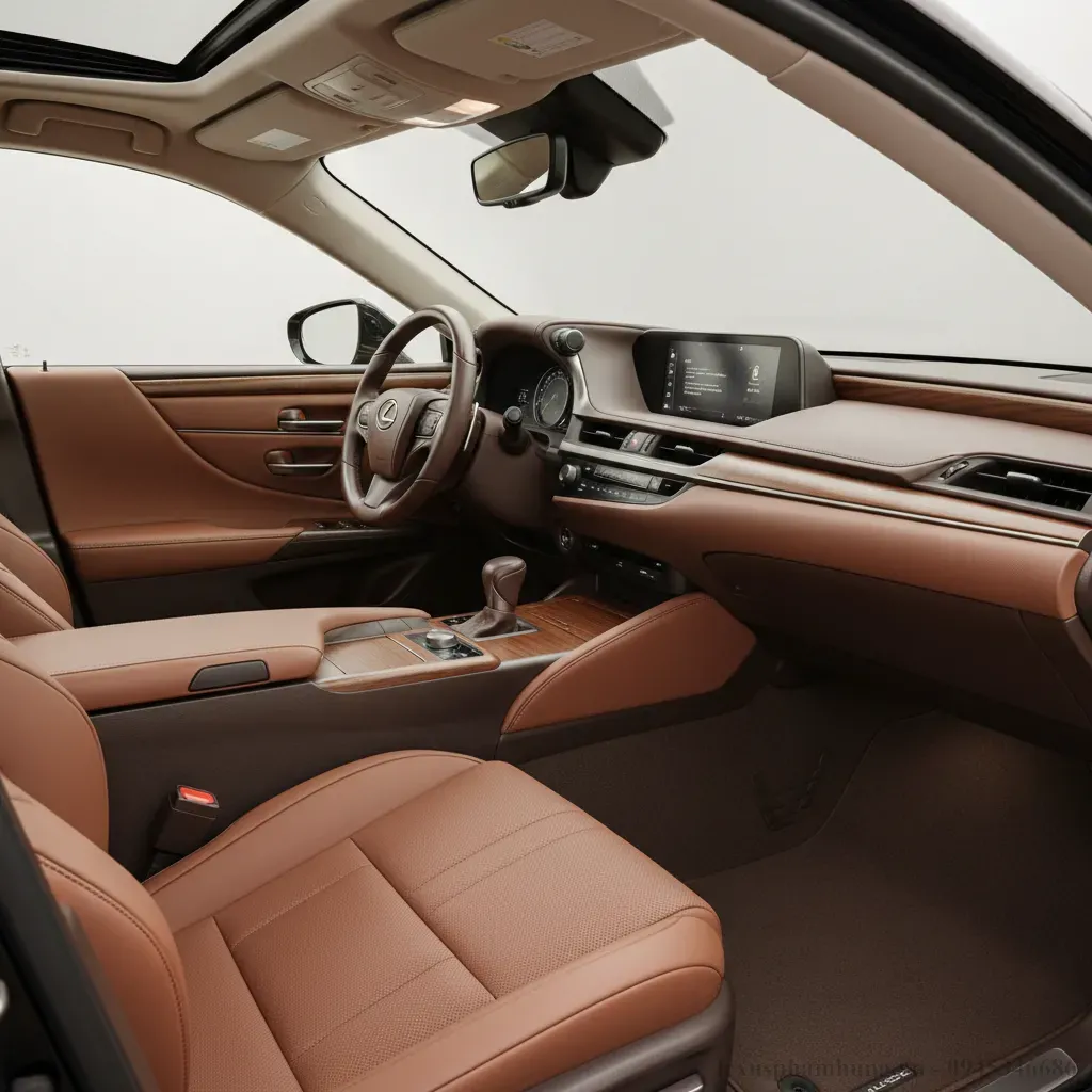 Không gian nội thất sang trọng với da cao cấp màu nâu của Lexus ES 250 2026