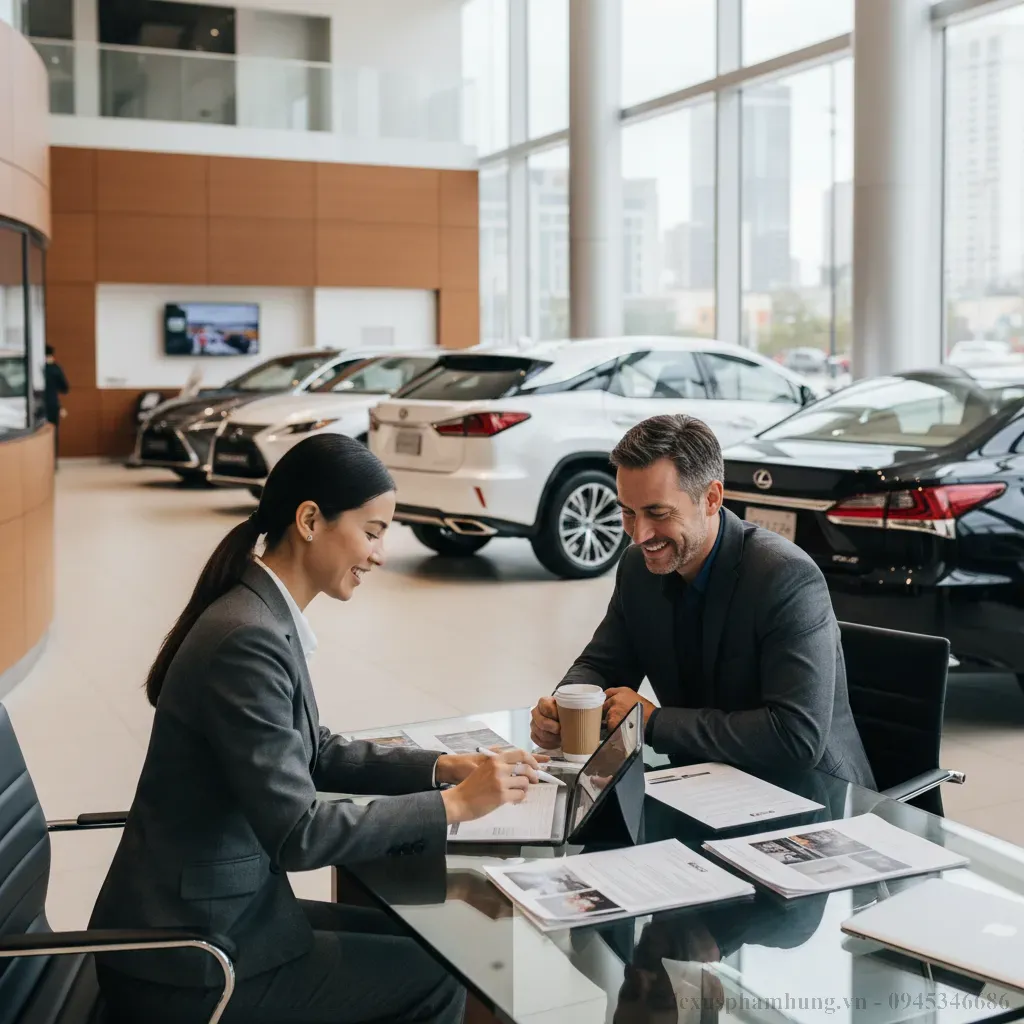 Tư vấn viên Lexus giới thiệu các chương trình ưu đãi cho khách hàng