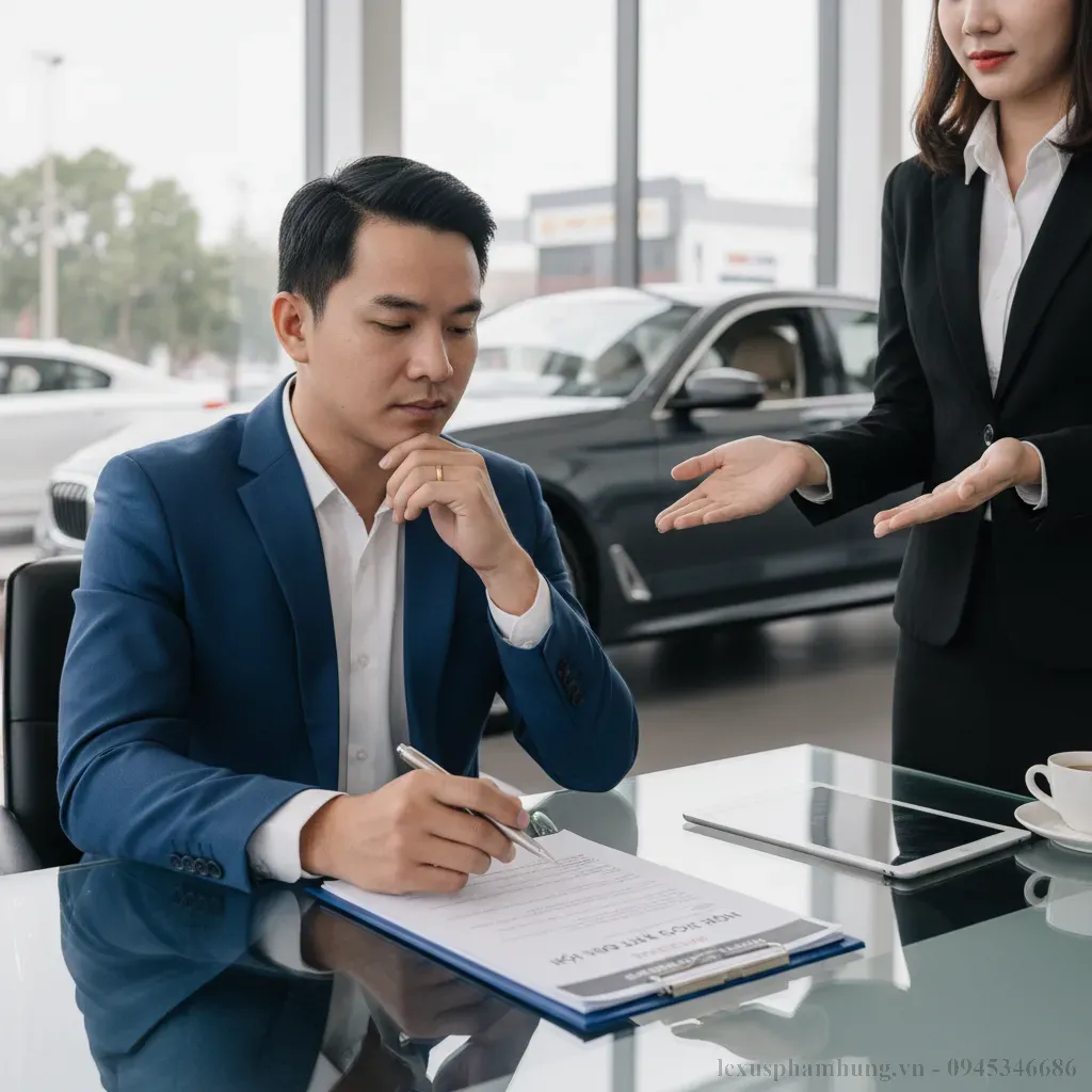 Kh&aacute;ch h&agrave;ng đang xem x&eacute;t c&aacute;c lựa chọn trả g&oacute;p cho Lexus ES 2026