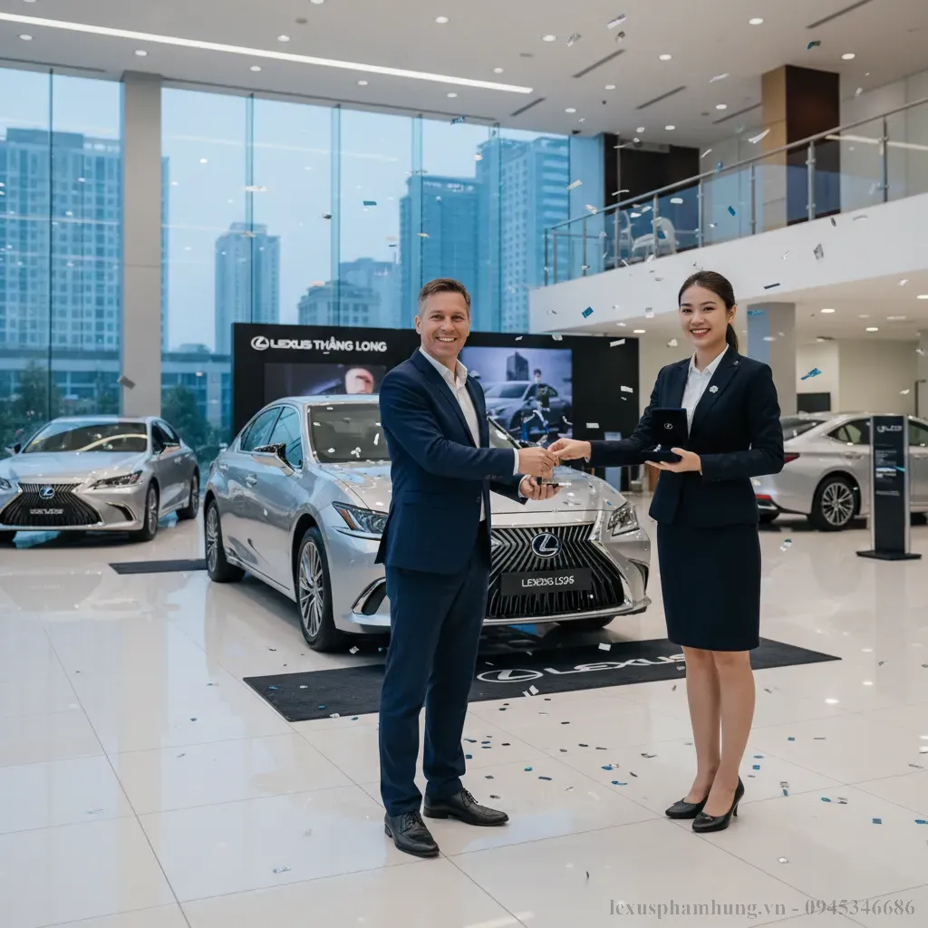Khoảnh khắc nhận chìa khóa Lexus ES 2026 sau khi hoàn tất thủ tục trả góp
