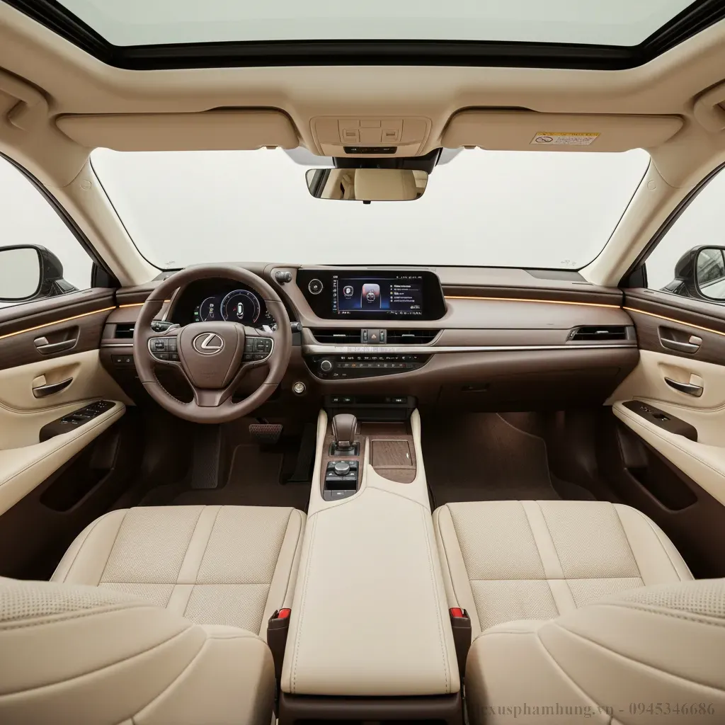 Tổng quan không gian nội thất Lexus ES 2026 với thiết kế sang trọng và hiện đại