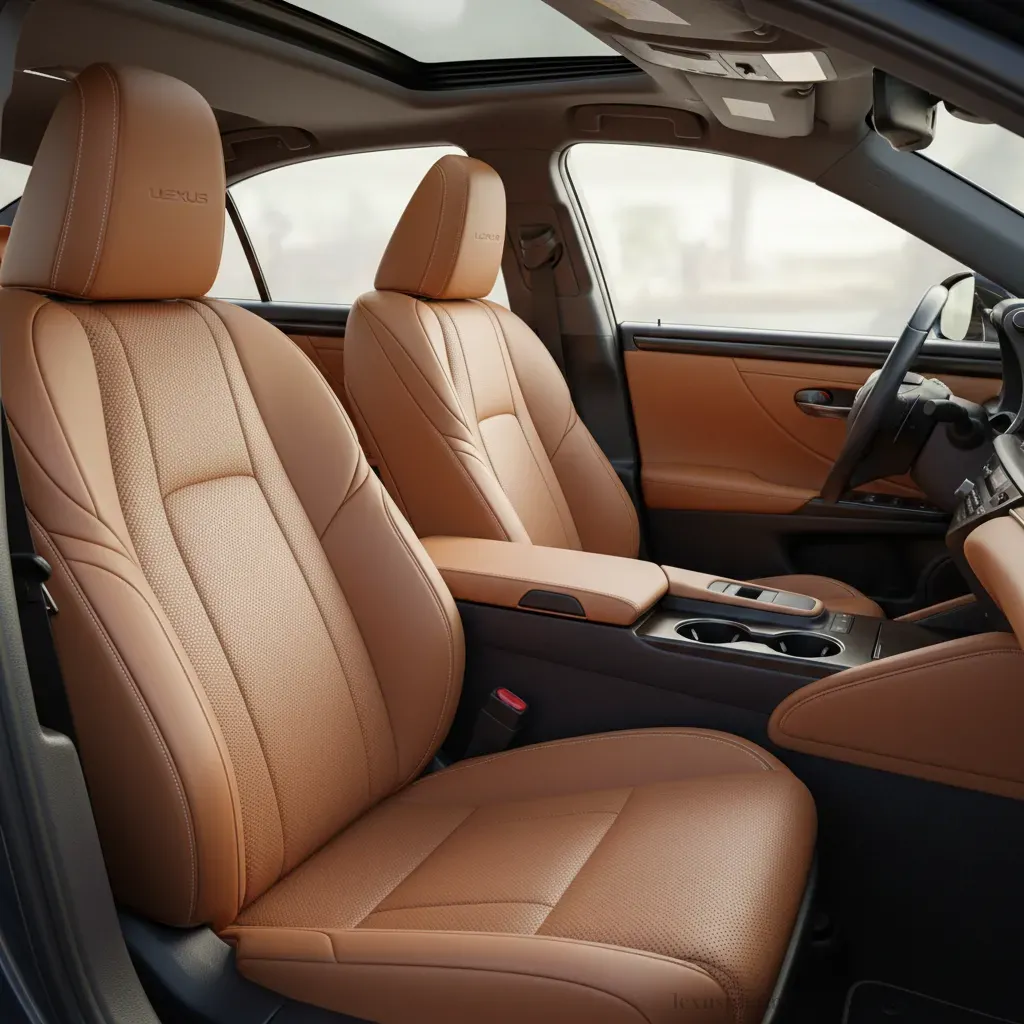 Ghế ngồi bọc da semianiline cao cấp với đường chỉ khâu tinh xảo trong Lexus ES 2026