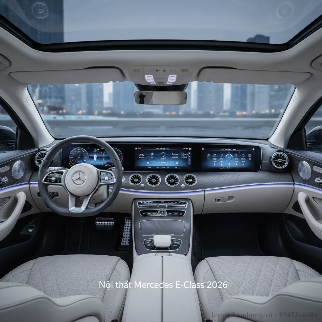 Khoang nội thất sang trọng v&agrave; c&ocirc;ng nghệ của Mercedes EClass 2026