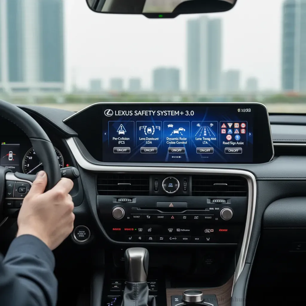 Giao diện trực quan của Lexus Safety System 30 trên màn hình RX350