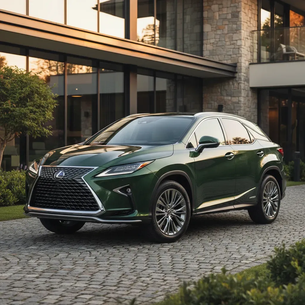 Thiết kế ngoại thất tinh xảo của Lexus RX350 m&agrave;u xanh r&ecirc;u nổi bật dưới &aacute;nh nắng