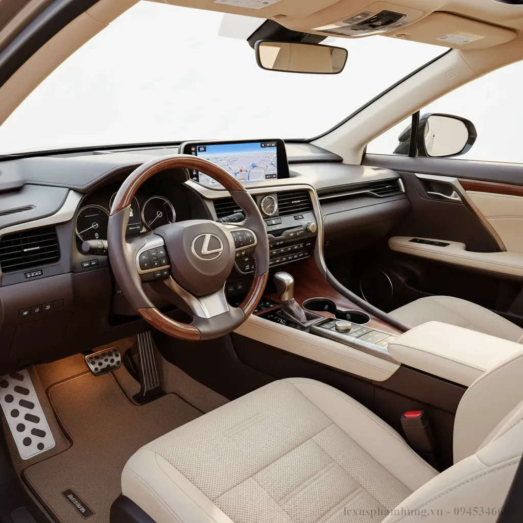 Nội thất Lexus RX350 hài hòa với vẻ ngoài màu đồng tạo không gian đẳng cấp