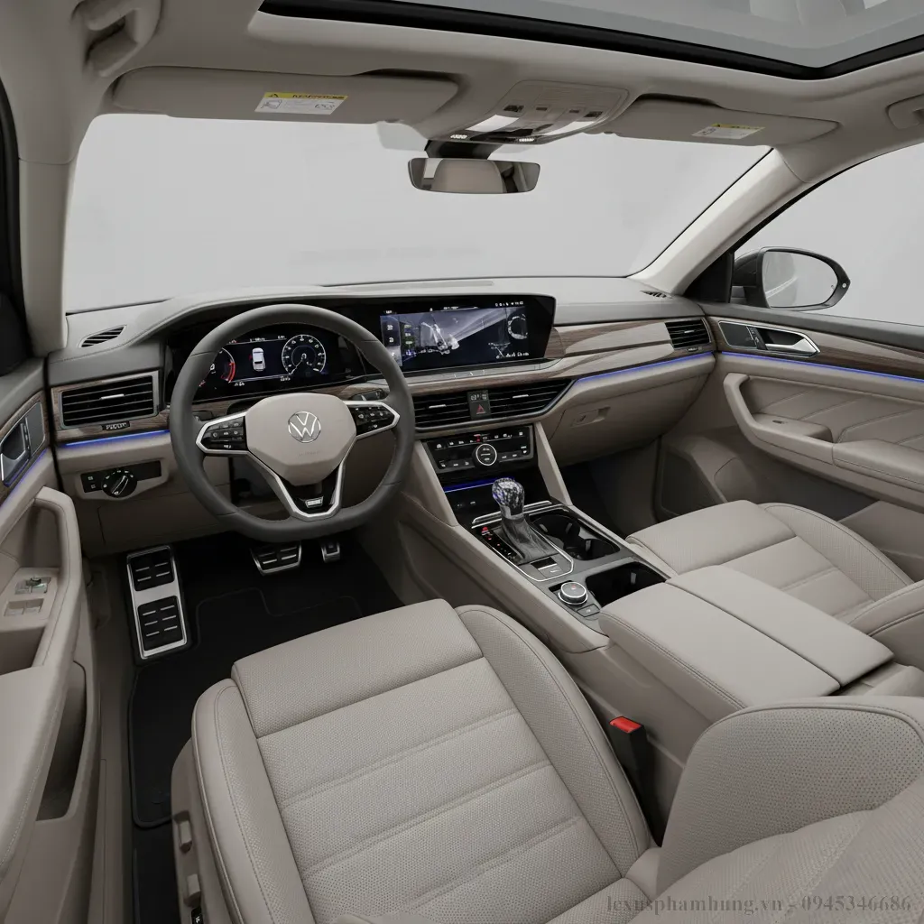 Khoang nội thất rộng rãi tiện nghi của Volkswagen Teramont Pro 2026 mang đến trải nghiệm di chuyển đẳng cấp