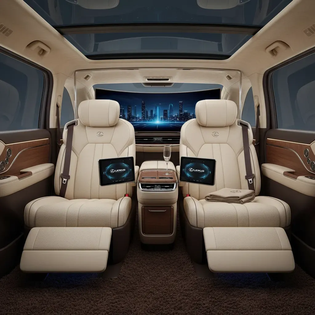 Khoang cabin hạng nhất của Lexus LM 2026 với ghế thương gia độc lập mang đến trải nghiệm di chuyển đỉnh cao