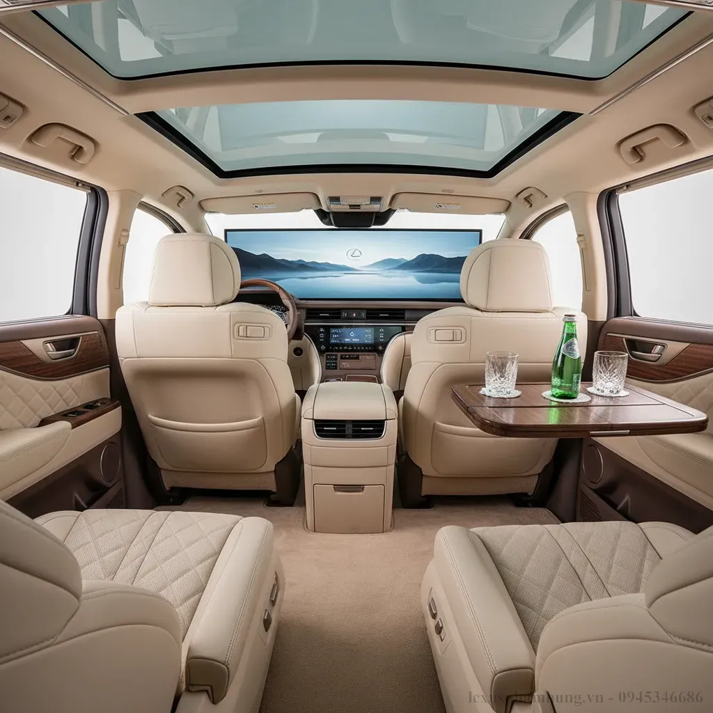 Khoang hành khách hạng nhất của Lexus LM nơi sự tiện nghi và riêng tư được đặt lên hàng đầu