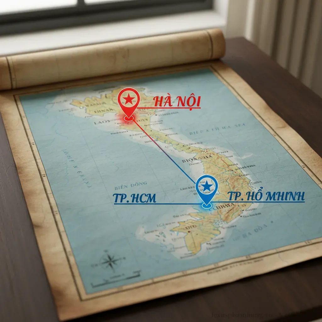 Bản đồ Việt Nam cho thấy vị trí địa lý của Hà Nội và TPHCM hai thành phố có chi phí lăn bánh ô tô cao nhất